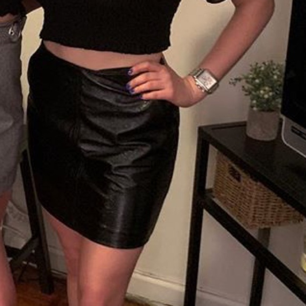 Black leather skirt